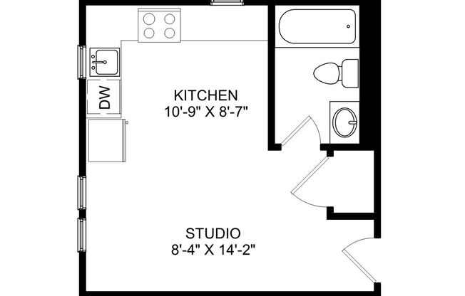 Studio, 1 bath, 285 sqft, $999, Unit 09