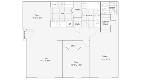 2 beds, 1.5 baths, 980 sqft, $1,482