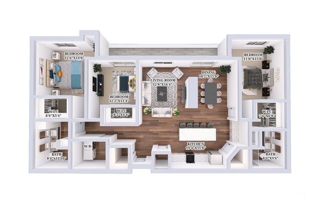 3 beds, 2 baths, 1,896 sqft, $2,955, Unit C-406