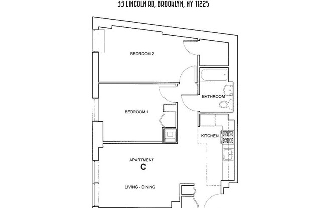 2 beds, 1 bath, $4,150, Unit 6C