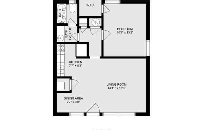 1 bed, 1 bath, 453 sqft, $944, Unit E1