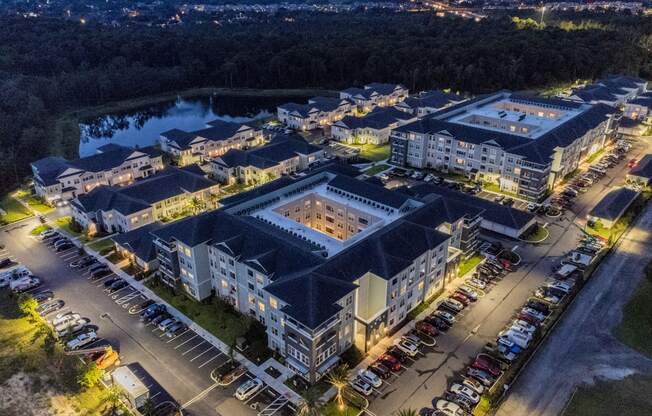 Aerial View Of Thrive Apartment Homes At Night