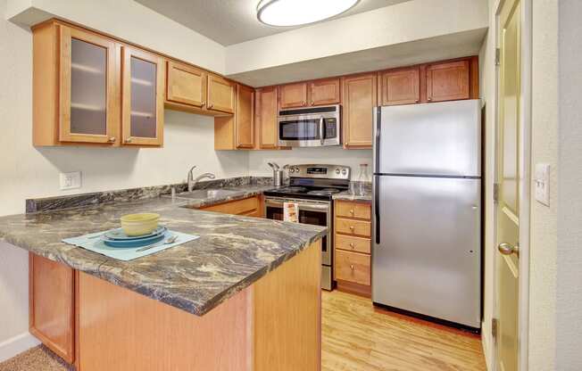 City View kitchen and hardwood floors