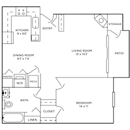 1 bed, 1 bath, 750 sqft, $1,105