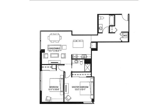 2 beds, 2 baths, 1,070 sqft, $2,040, Unit 301