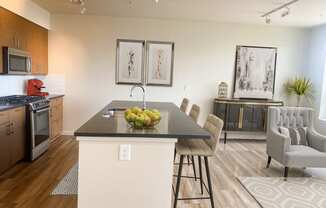 Kitchen And Living at Axis, Seattle, WA