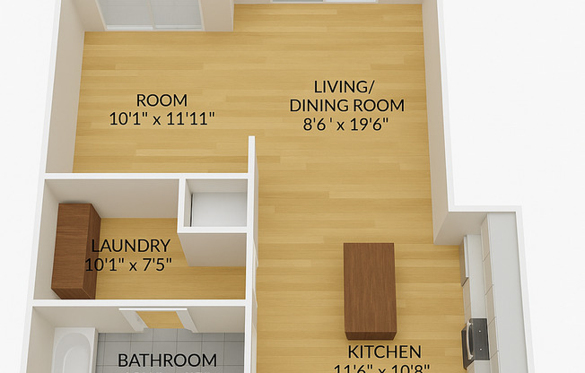 Studio, 1 bath, 601 sqft, $1,149, Unit 411