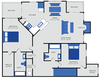 2 beds, 2 baths, 1,247 sqft, $1,569