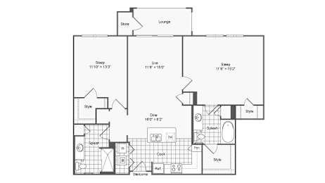 2 beds, 2 baths, 1,157 sqft, $1,760