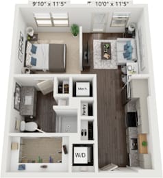 Studio, 1 bath, 546 sqft, $1,280