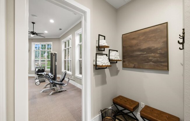 24-hour fitness center at Stonepost Lakeside Apartment Homes, Olathe