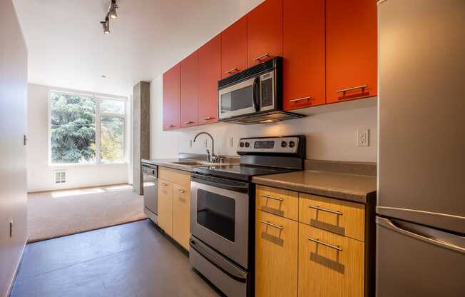 stainless steel appliances at Link + Mural, Seattle, 98126