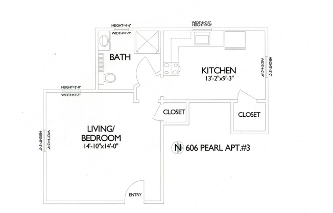 Studio, 1 bath, 400 sqft, $945, Unit 3