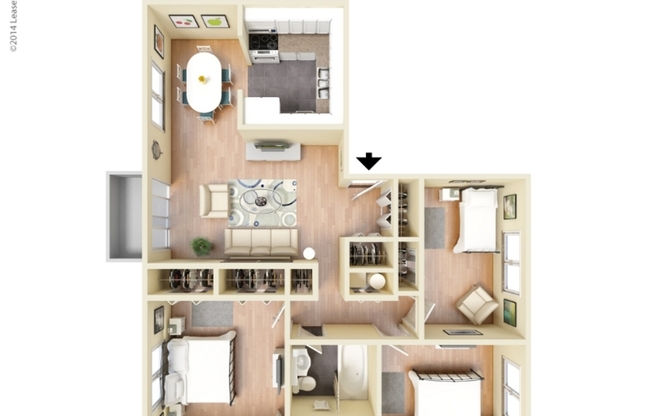 3 beds, 1 bath, 967 sqft, $1,190