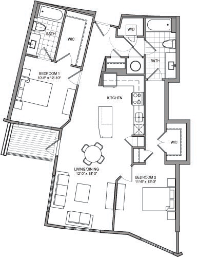 2 beds, 2 baths, 1,132 sqft, $3,112, Unit 210