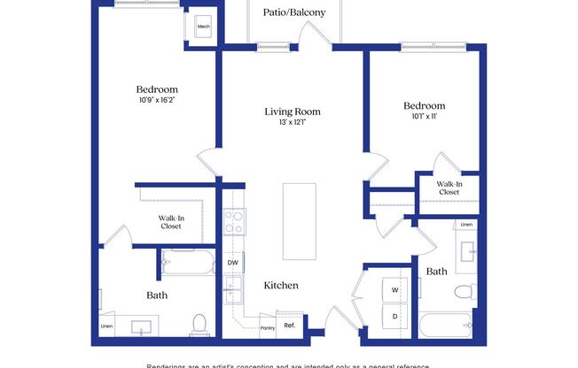 2 beds, 2 baths, 1,041 sqft, $2,445, Unit 104