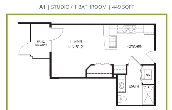 Studio, 1 bath, 449 sqft, $1,070, Unit 602-204
