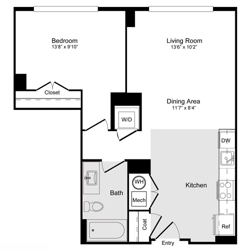 1 bed, 1 bath, 692 sqft, $2,144, Unit 522