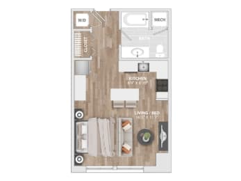 Studio, 1 bath, 470 sqft, $1,939