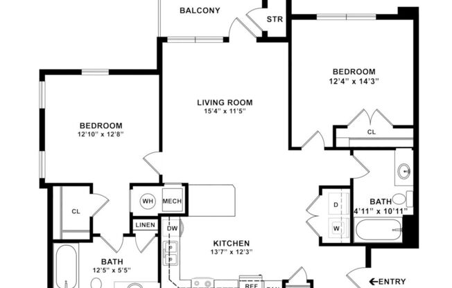 2 beds, 2 baths, 1,233 sqft, $1,699