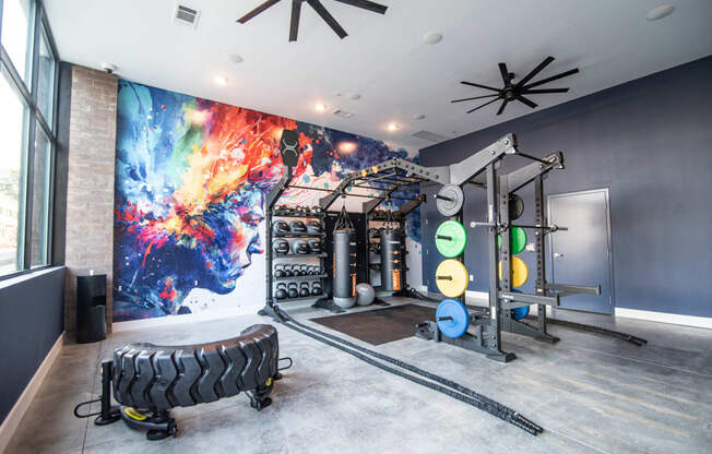 Fitness Center With Yoga/Stretch Area at Novi Flats, North Carolina, 28025