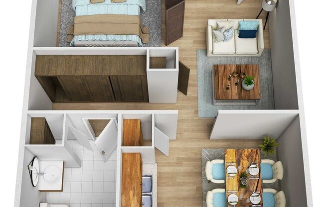 Studio, 1 bath, 500 sqft, $799, Unit 119