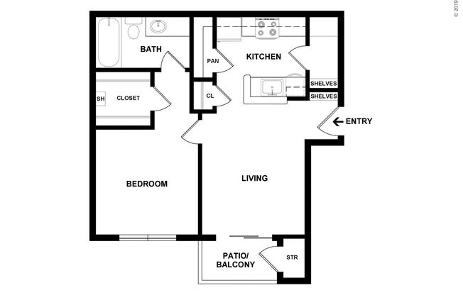 1 bed, 1 bath, 569 sqft, $965