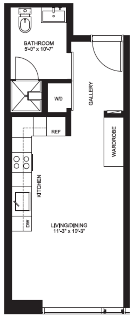 Studio, 1 bath, 396 sqft, $1,394