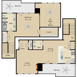 1 bed, 1.5 baths, 1,109 sqft, $1,640