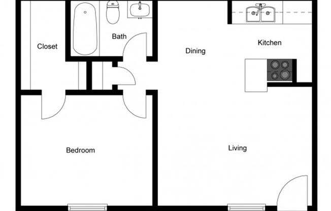 1 bed, 1 bath, 620 sqft, $990, Unit 221