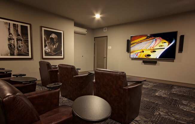 Portera at the Grove_Wilsonville  Theater room with surround sound