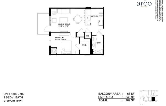 1 bed, 1 bath, 659 sqft, $3,200, Unit 1552-602