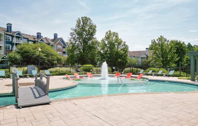 The Crest at Sugarloaf Apartment Homes in Lawrenceville, GA Expansive Swimming Pool with Fountain