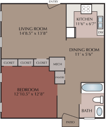 1 bed, 1 bath, 850 sqft, $1,169