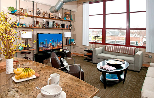 Modern Living Room at Buzza Lofts of Uptown, Minneapolis, MN