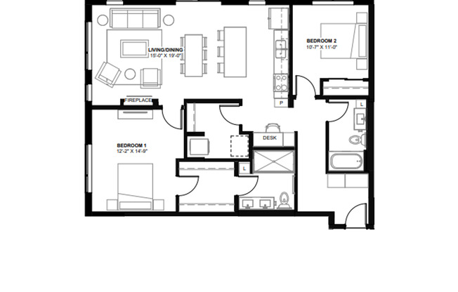 2 beds, 2 baths, 1,271 sqft, $3,095, Unit 217