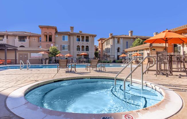 a large pool of water in front of a building