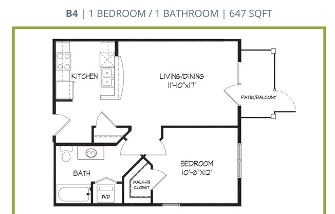 1 bed, 1 bath, 647 sqft, $1,140, Unit 602-114