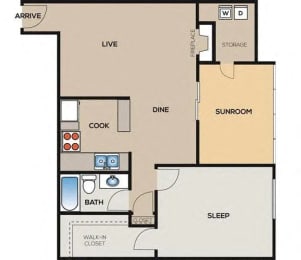 1 bed, 1 bath, 838 sqft, $899