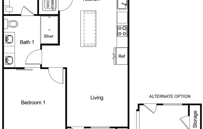 1 bed, 1 bath, 664 sqft, $1,465