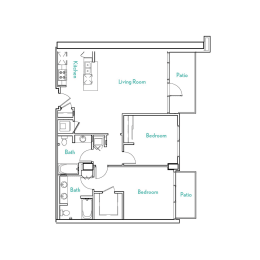 2 beds, 2 baths, 1,168 sqft, $3,727