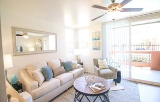 Bright Living Room at Canyon Club Apartments, Oceanside, CA, 92058