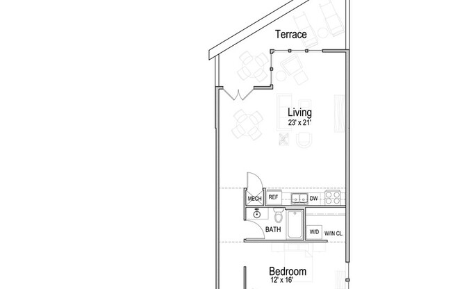 1 bed, 1 bath, 872 sqft, $1,540, Unit 202