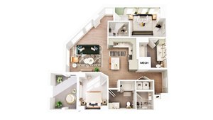 2 beds, 2 baths, 1,067 sqft, $2,598