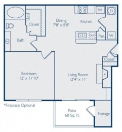 1 bed, 1 bath, 692 sqft, $1,429