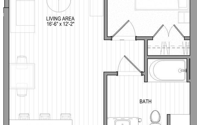 1 bed, 1 bath, 464 sqft, $1,895, Unit 302
