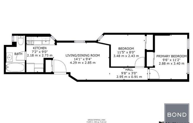 2 beds, 1 bath, $3,500, Unit 2FS