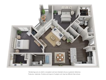 2 beds, 2 baths, 1,042 sqft, $1,641