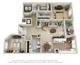 2 beds, 2 baths, 1,203 sqft, $1,644