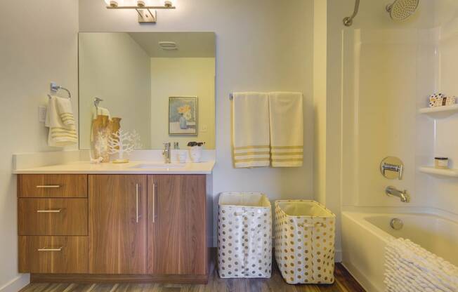 a bathroom with a sink and a bathtub